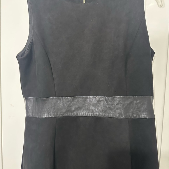 Calvin Klein Black Dress with Leather Accent - Picture 4 of 5